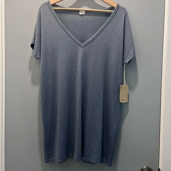 aritzia t shirt dress NEW Wilfred Light Blue Esther Size Small this piece showcases meticulous craftsmanship Tiny T-Shirt Dress | Aritzia